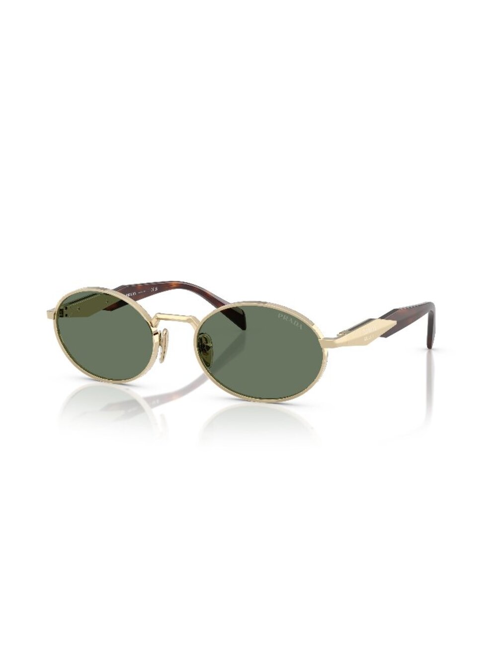 New Prada Women's Sunglasses Gold Round Green Lens Metal Frame PR 65ZS ZVN70L 55